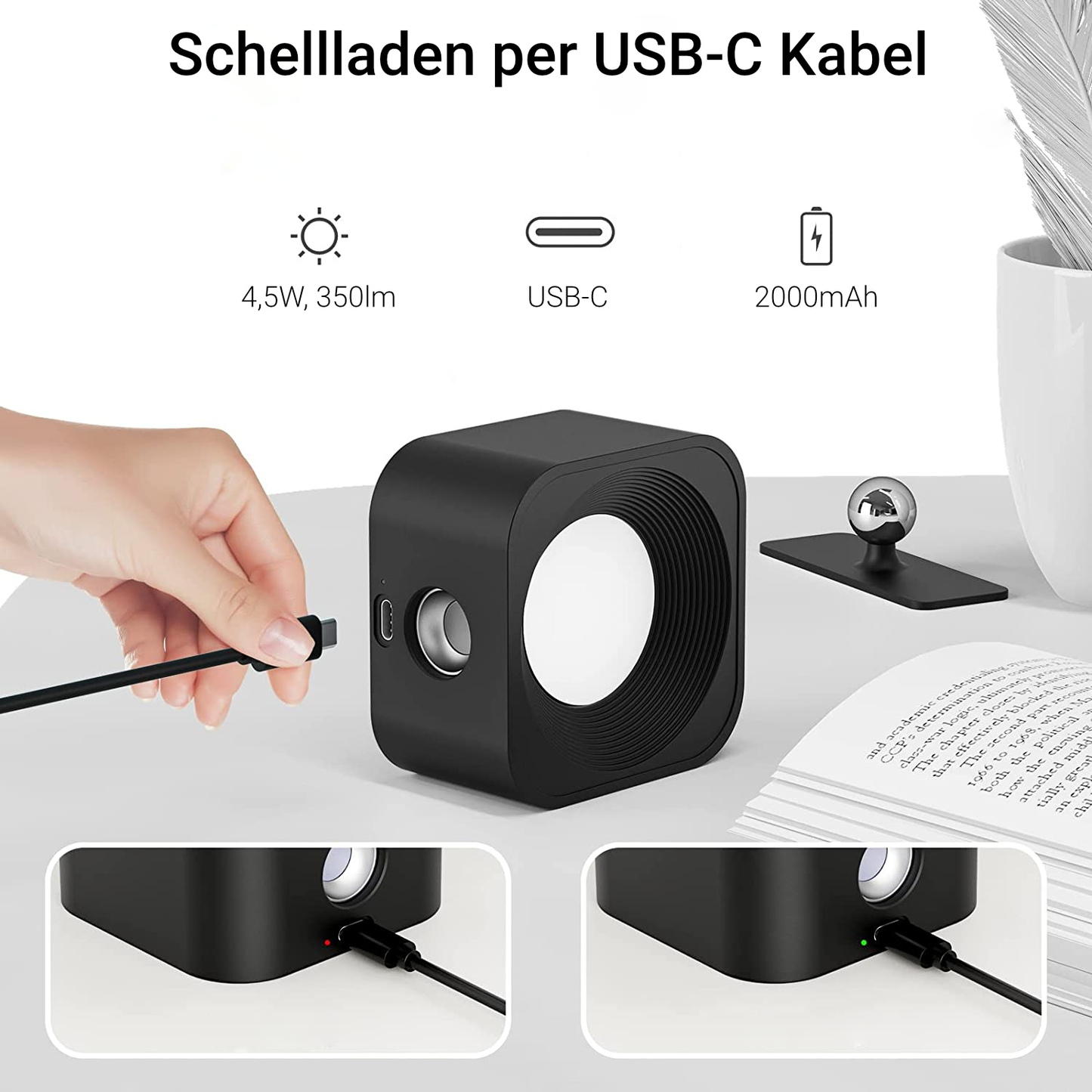 LED kabellose Wandleuchte, 360° schwenkbar